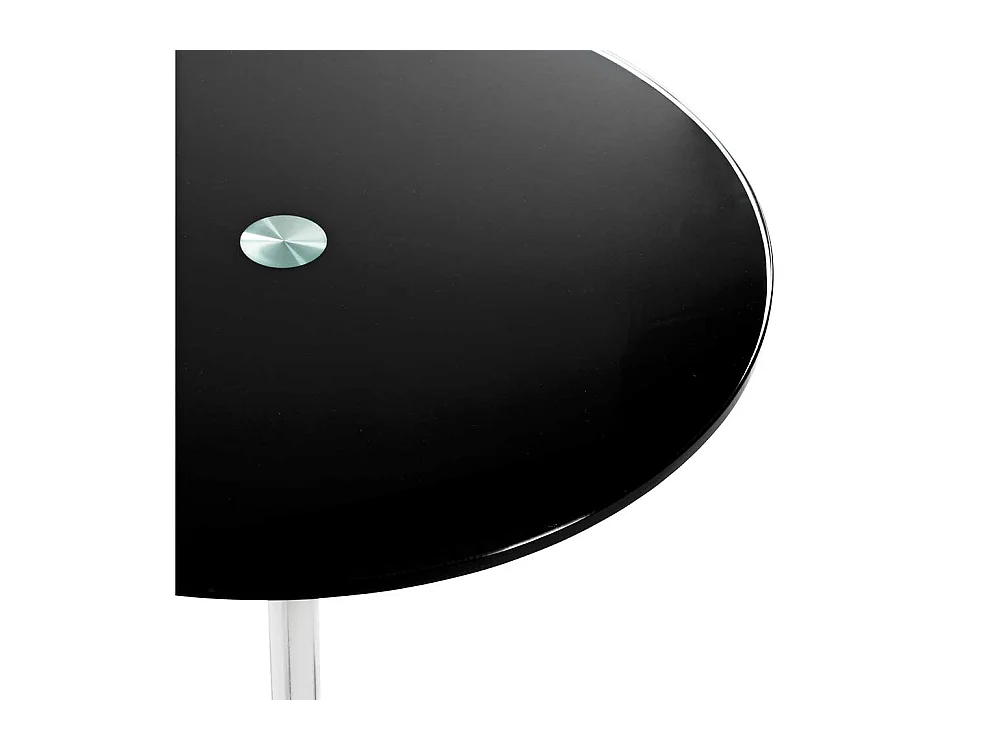 Kleiner Glas Tisch mit runder Tischplatte Gestell verchromt