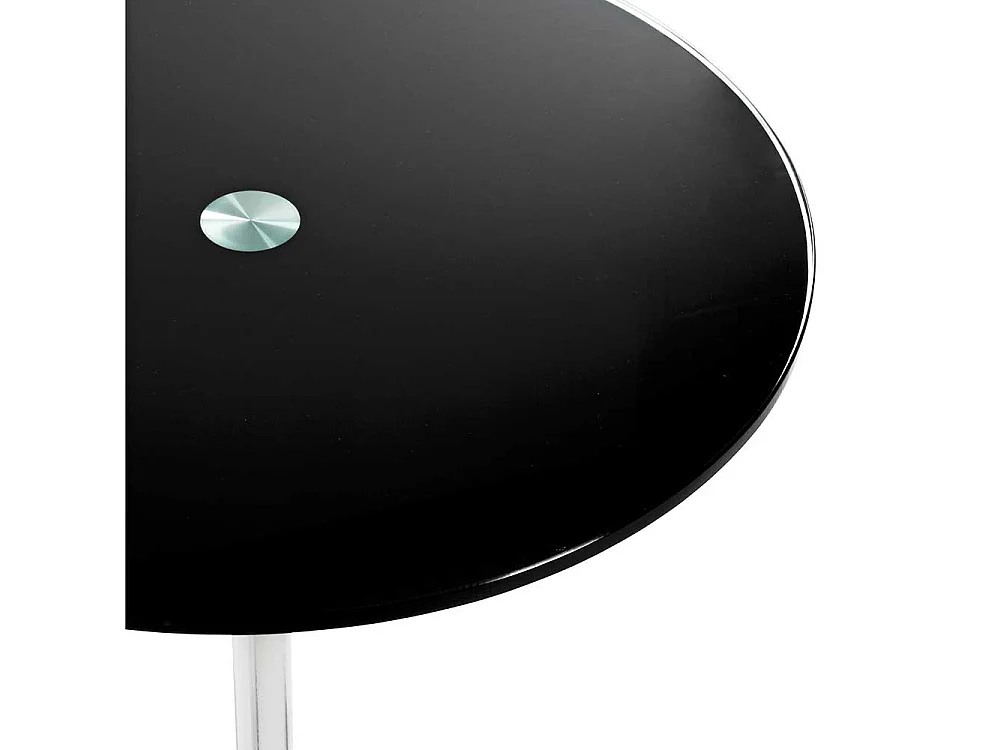 Kleiner Glas Tisch mit runder Tischplatte Gestell verchromt