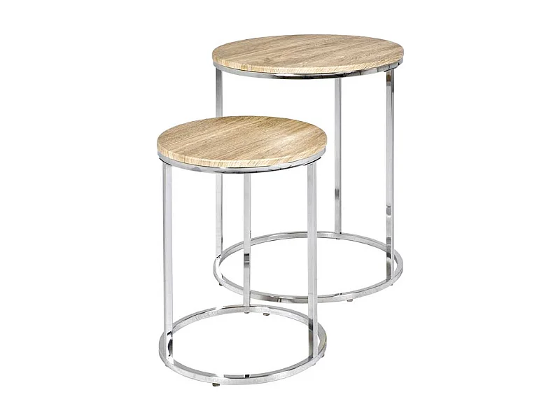 Runder Tisch in Eiche Dekor Stahl (zweiteilig)