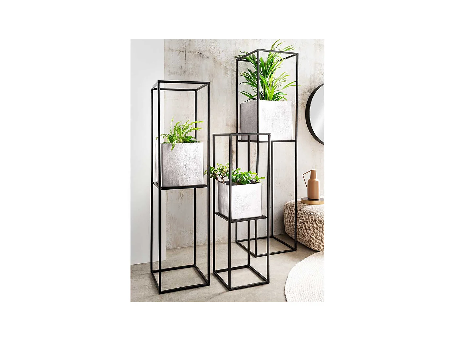 Pflanzensäule Metall in Schwarz Nickelfarben