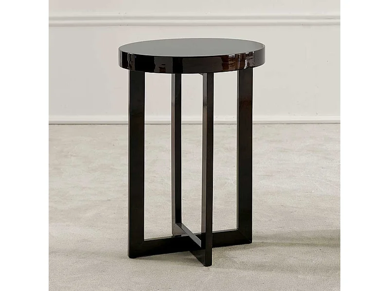 Klassischer Telefontisch in Dunkelbraun 70 cm hoch - 50 cm Durchmesser