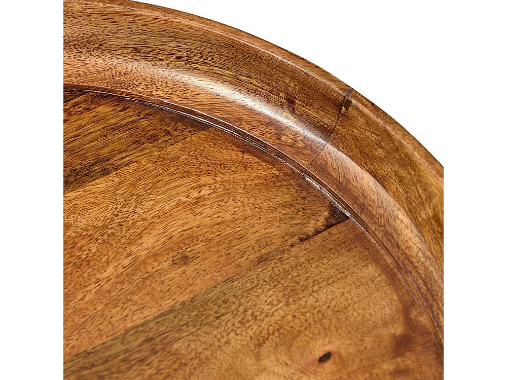 Runder Sofatisch mit Massivholzplatte Braun und Schwarz