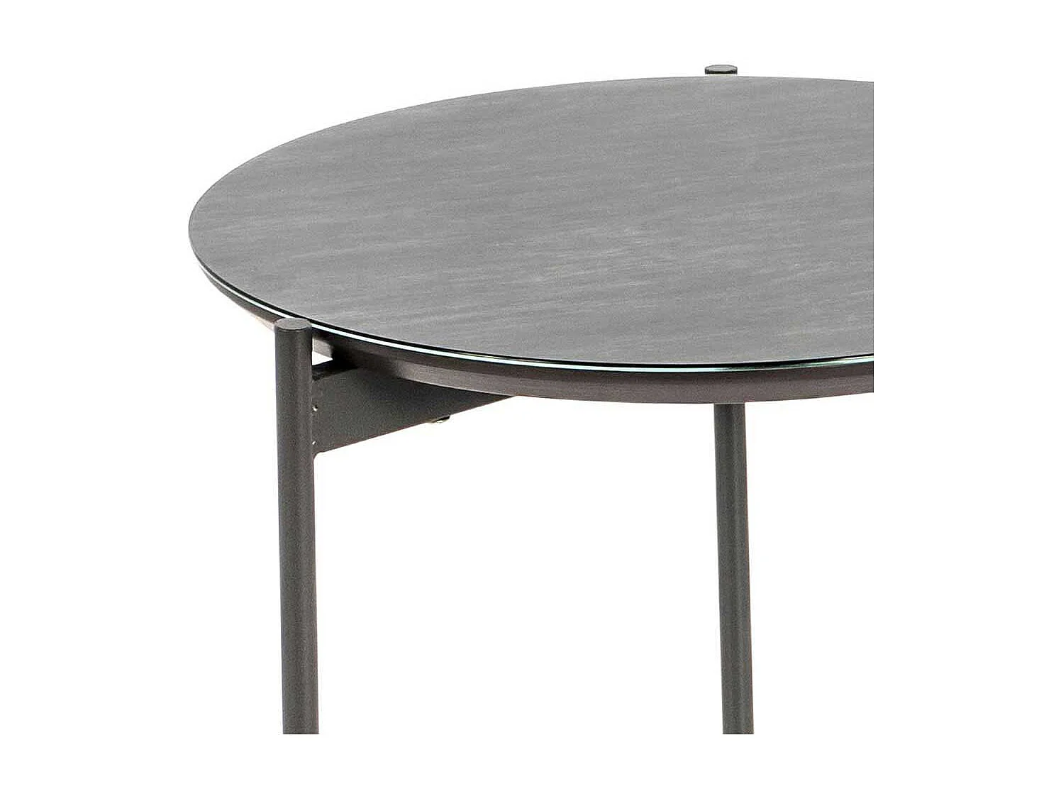 Glasbeistelltisch in Blaugrau und Dunkelgrau rund