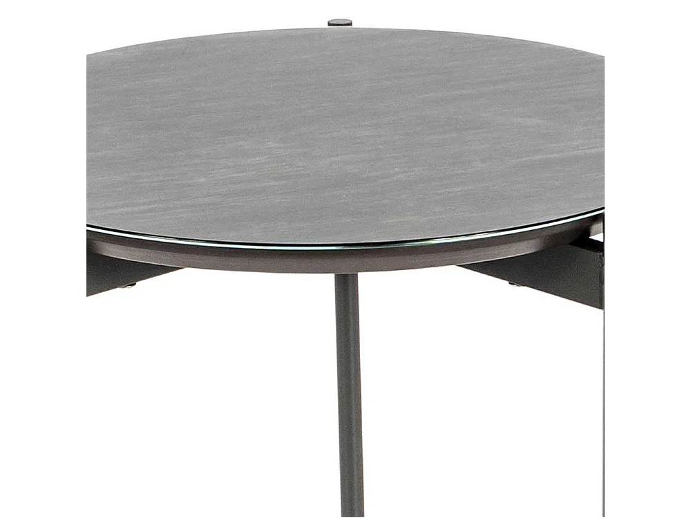 Glasbeistelltisch in Blaugrau und Dunkelgrau rund