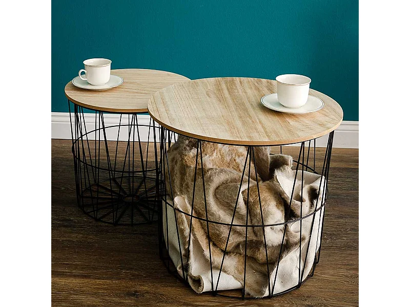 Drahtgestell Tische mit abnehmbarer Tischplatte Skandi Design (zweiteilig)