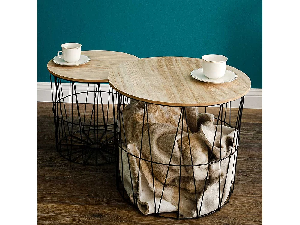 Drahtgestell Tische mit abnehmbarer Tischplatte Skandi Design (zweiteilig)