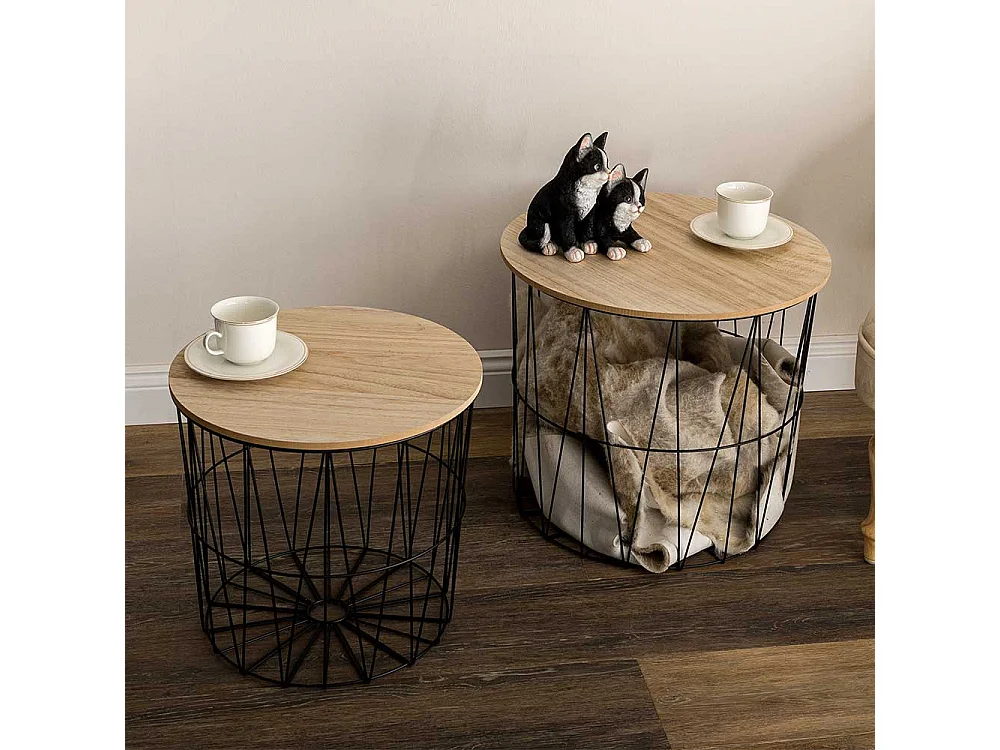 Drahtgestell Tische mit abnehmbarer Tischplatte Skandi Design (zweiteilig)