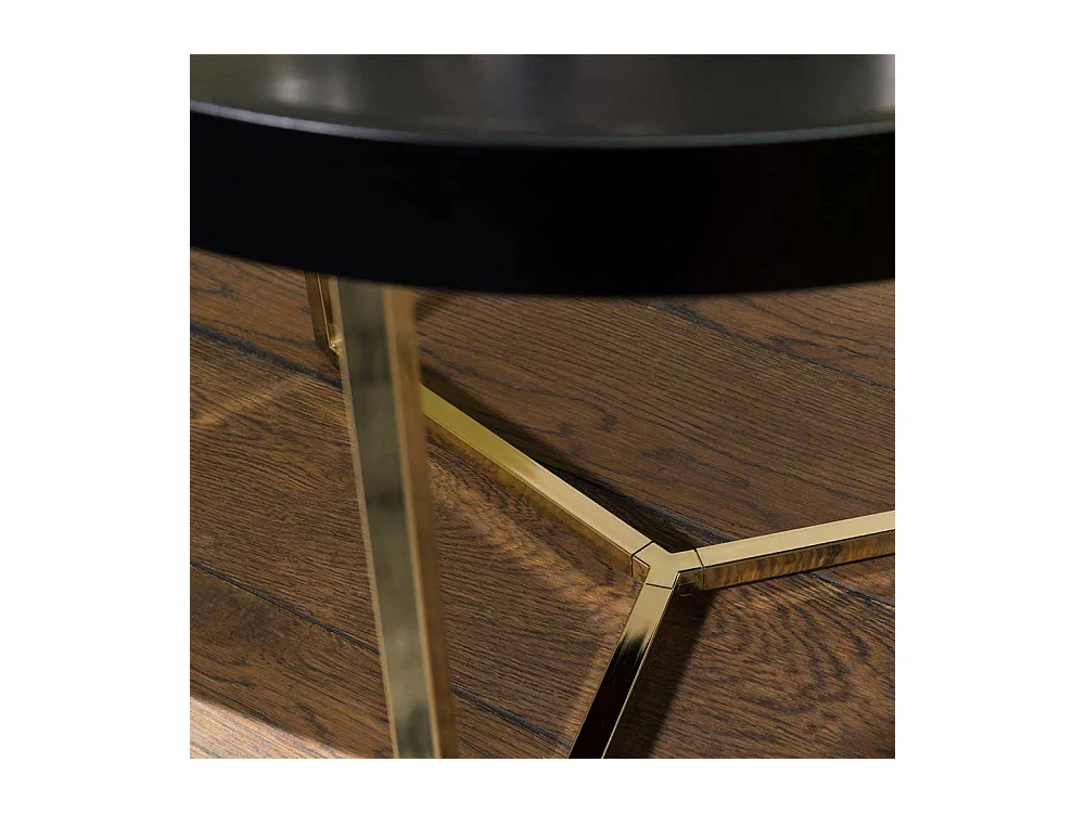 Tablett Sofatisch in Schwarz und Goldfarben rund