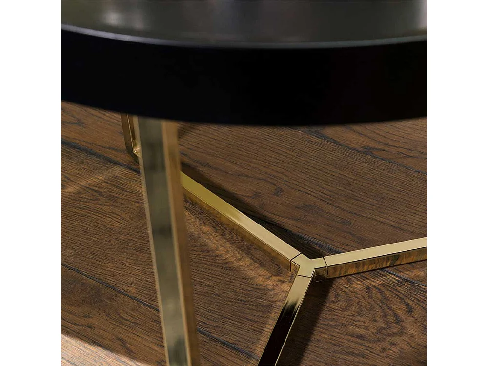 Tablett Sofatisch in Schwarz und Goldfarben rund