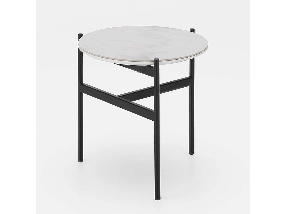 Wohnzimmertisch in Weiß, hell Grau und Schwarz Keramik beschichtet