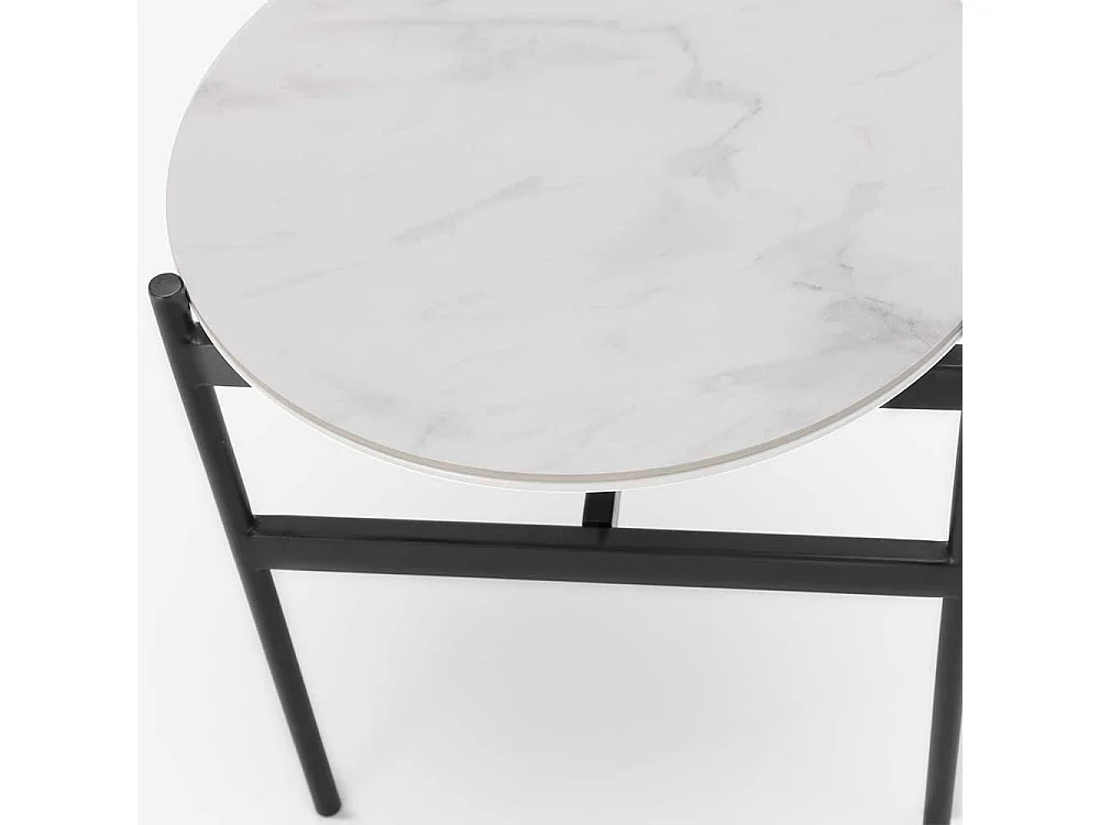 Wohnzimmertisch in Weiß, hell Grau und Schwarz Keramik beschichtet