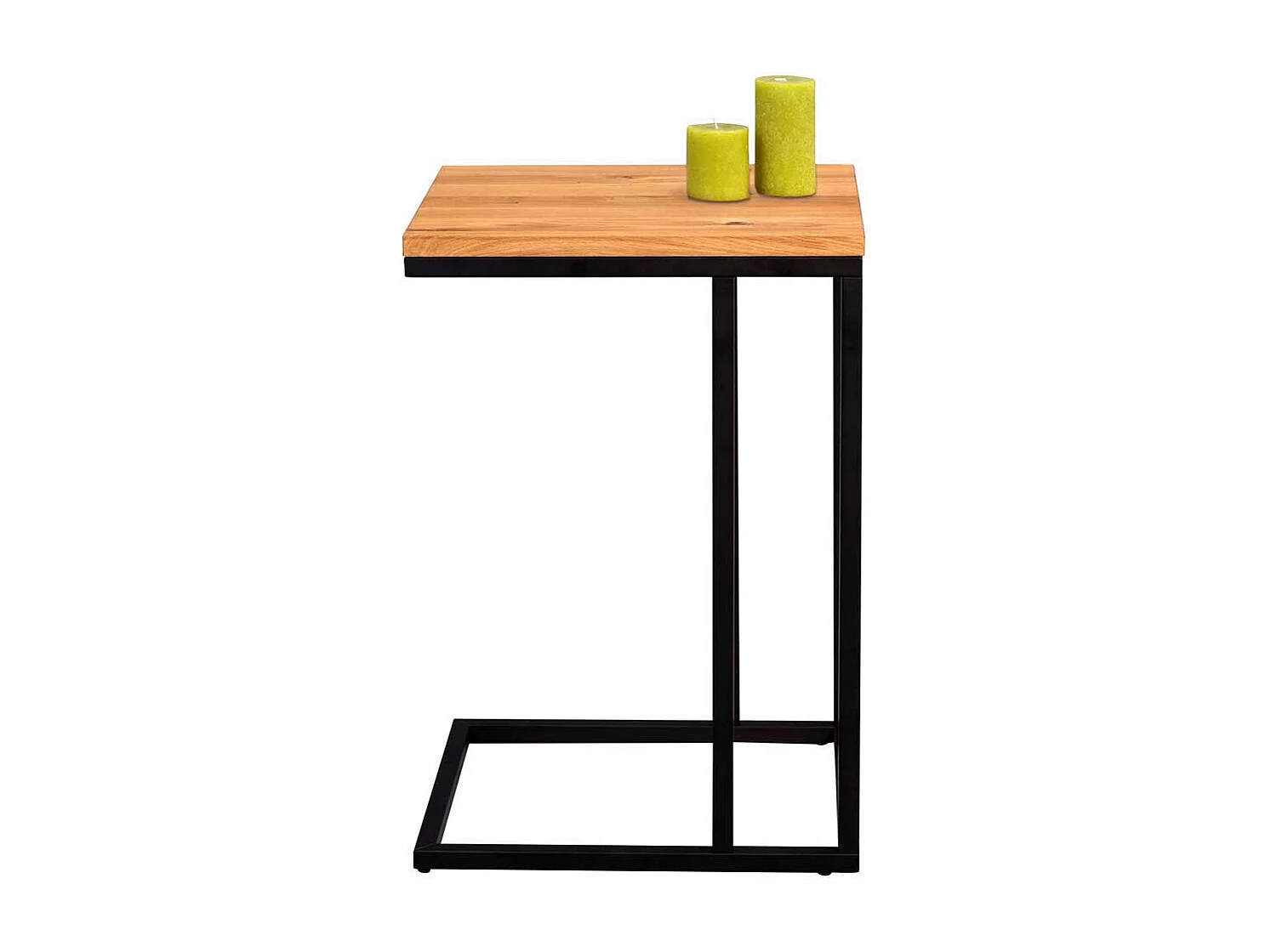 Telefontisch aus Wildeiche Massivholz Metall Schwarz