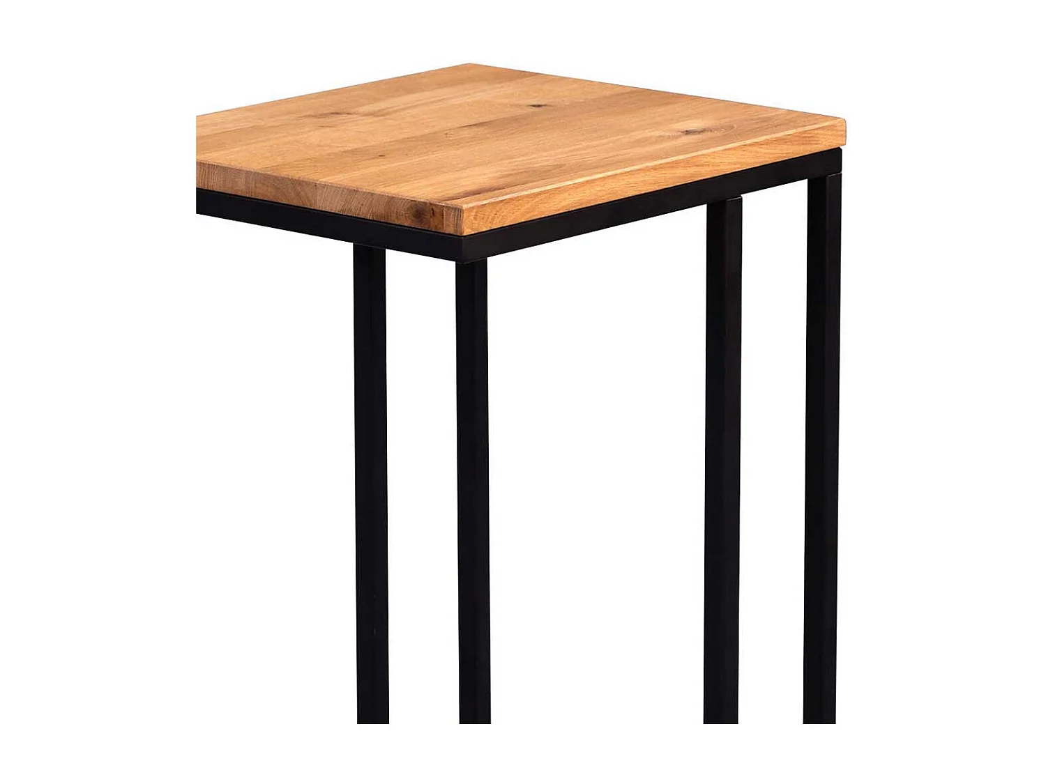 Telefontisch aus Wildeiche Massivholz Metall Schwarz