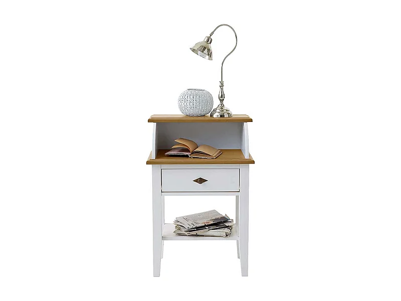 Telefontisch in Weiß Kiefer teilmassiv