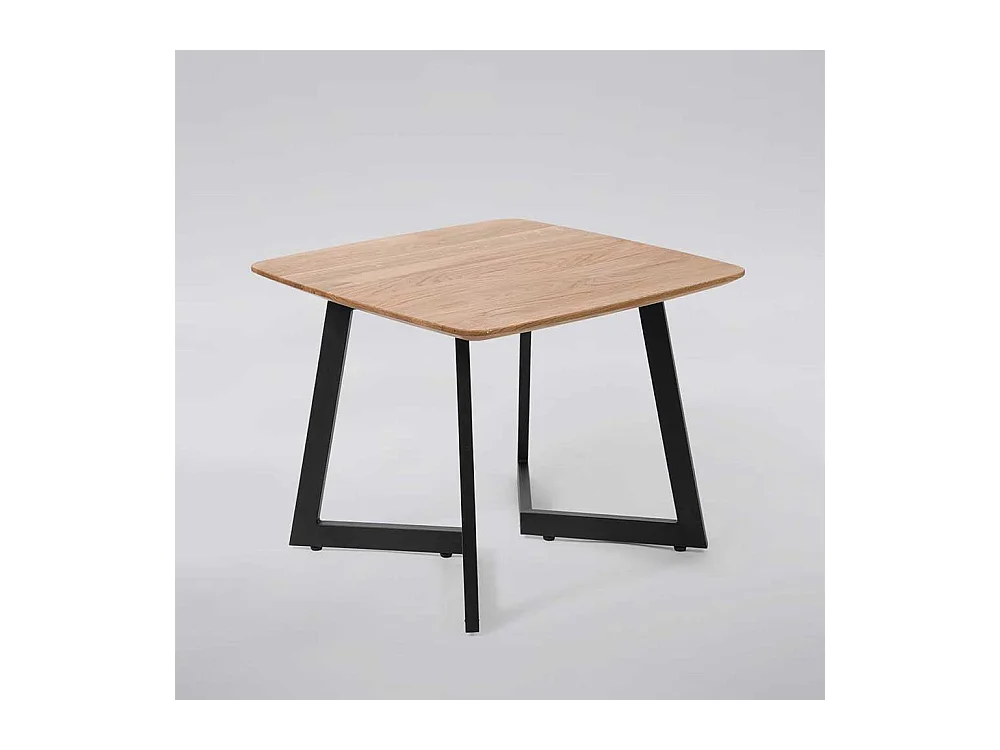 Wohnzimmertisch aus Wildeiche Massivholz und Metall Bügelgestell