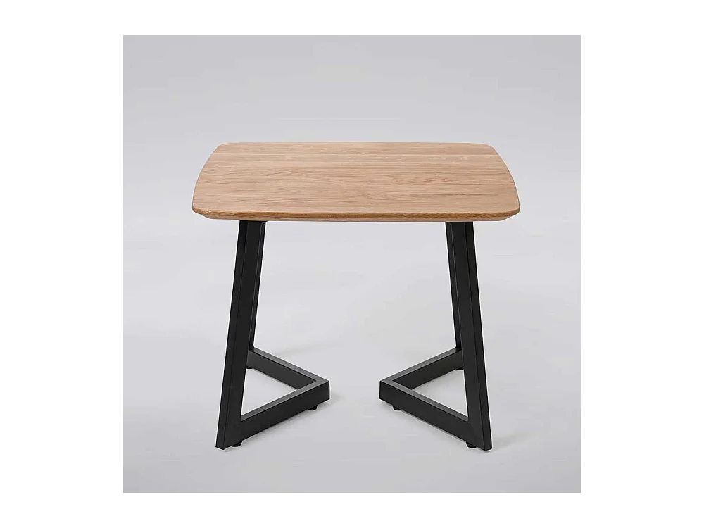 Wohnzimmertisch aus Wildeiche Massivholz und Metall Bügelgestell