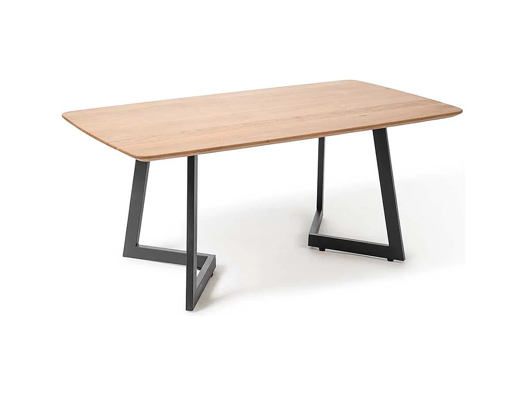 Wohnzimmertisch aus Wildeiche Massivholz und Metall Bügelgestell