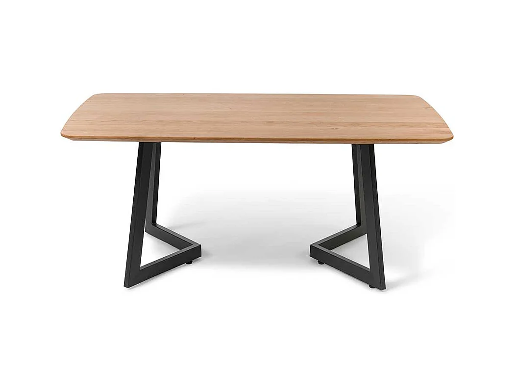 Wohnzimmertisch aus Wildeiche Massivholz und Metall Bügelgestell