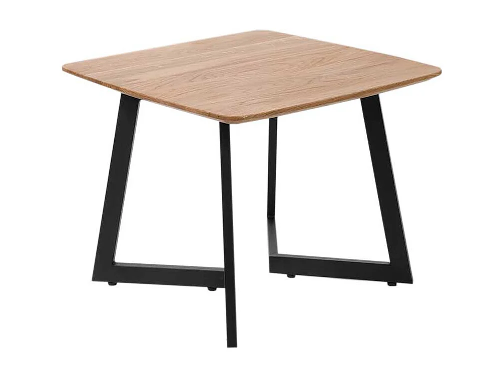 Wohnzimmertisch aus Wildeiche Massivholz und Metall Bügelgestell