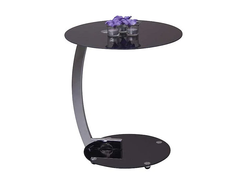 Glasplatten Tisch 52 cm hoch Schwarz und Chrom