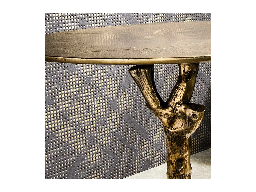 Designtisch in Altgoldfarben runder Tischplatte