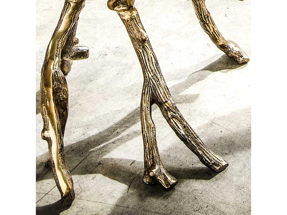 Designtisch in Altgoldfarben runder Tischplatte