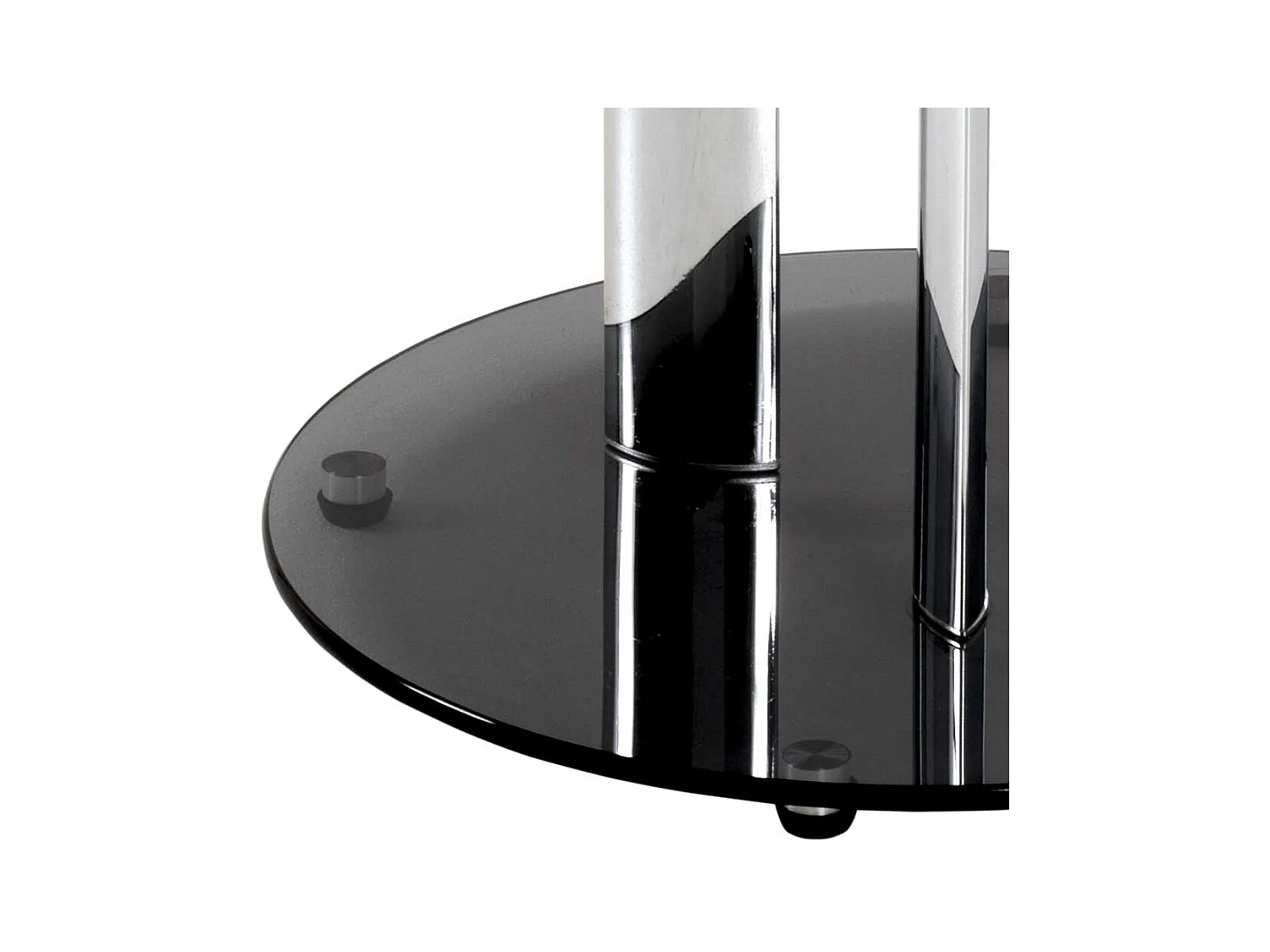 Runder Glastisch auf Metall Säulengestell modern