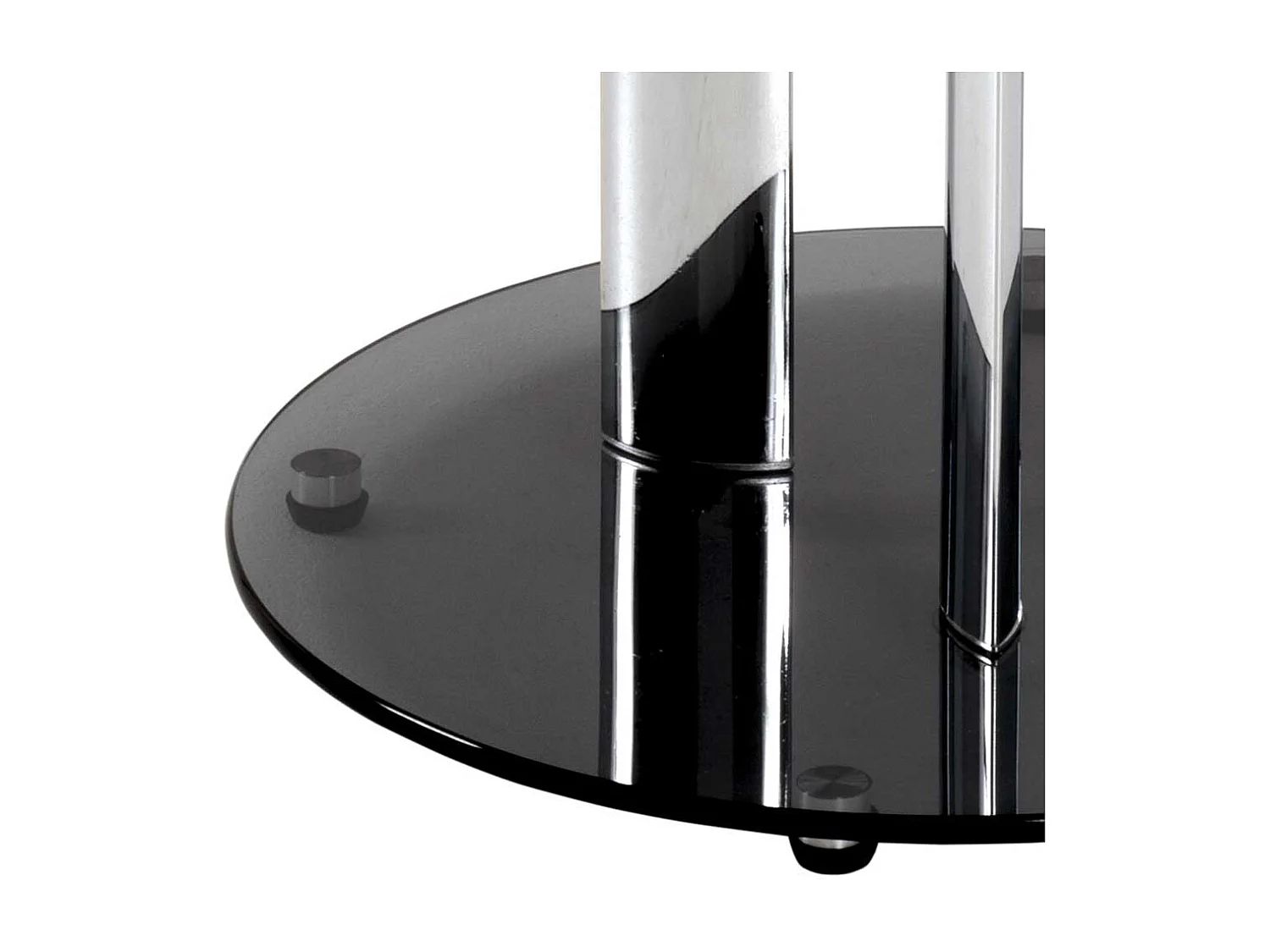 Runder Glastisch auf Metall Säulengestell modern