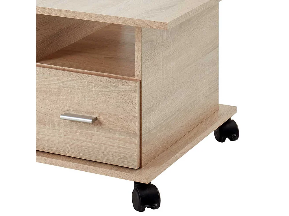 Rollbarer Wohnzimmer Tisch in Sonoma-Eiche einer Schublade