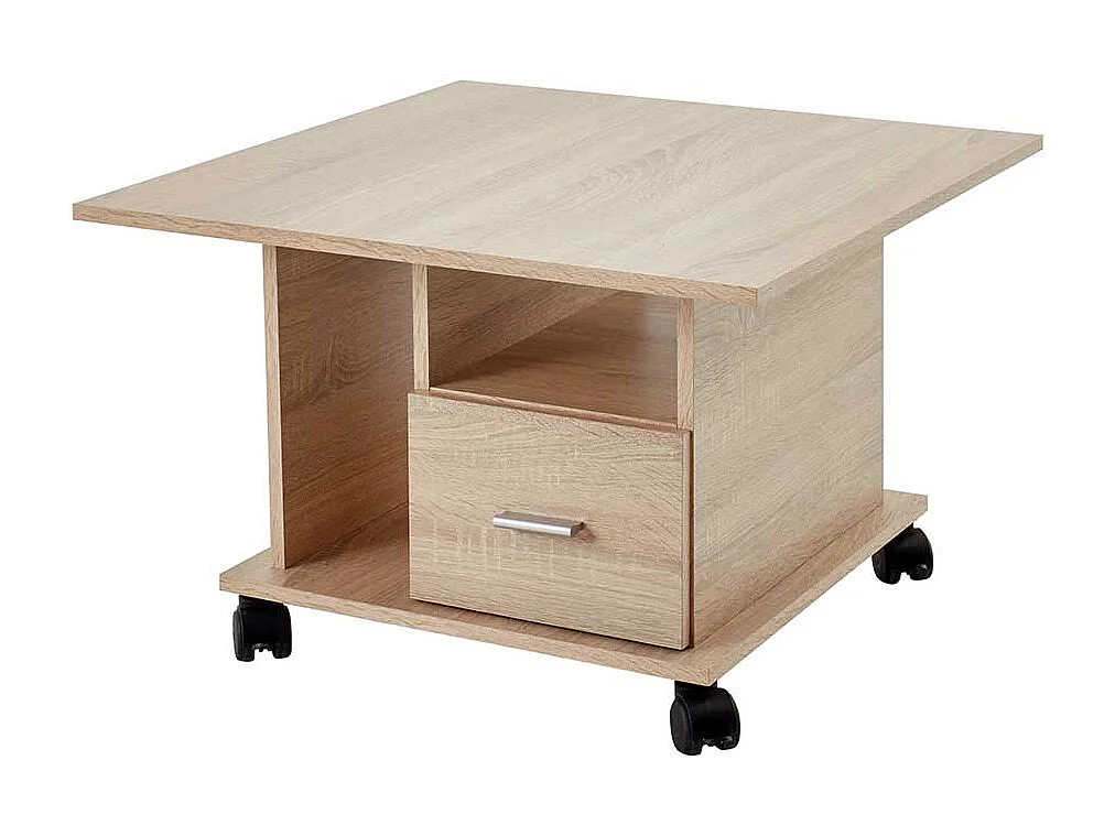 Rollbarer Wohnzimmer Tisch in Sonoma-Eiche einer Schublade