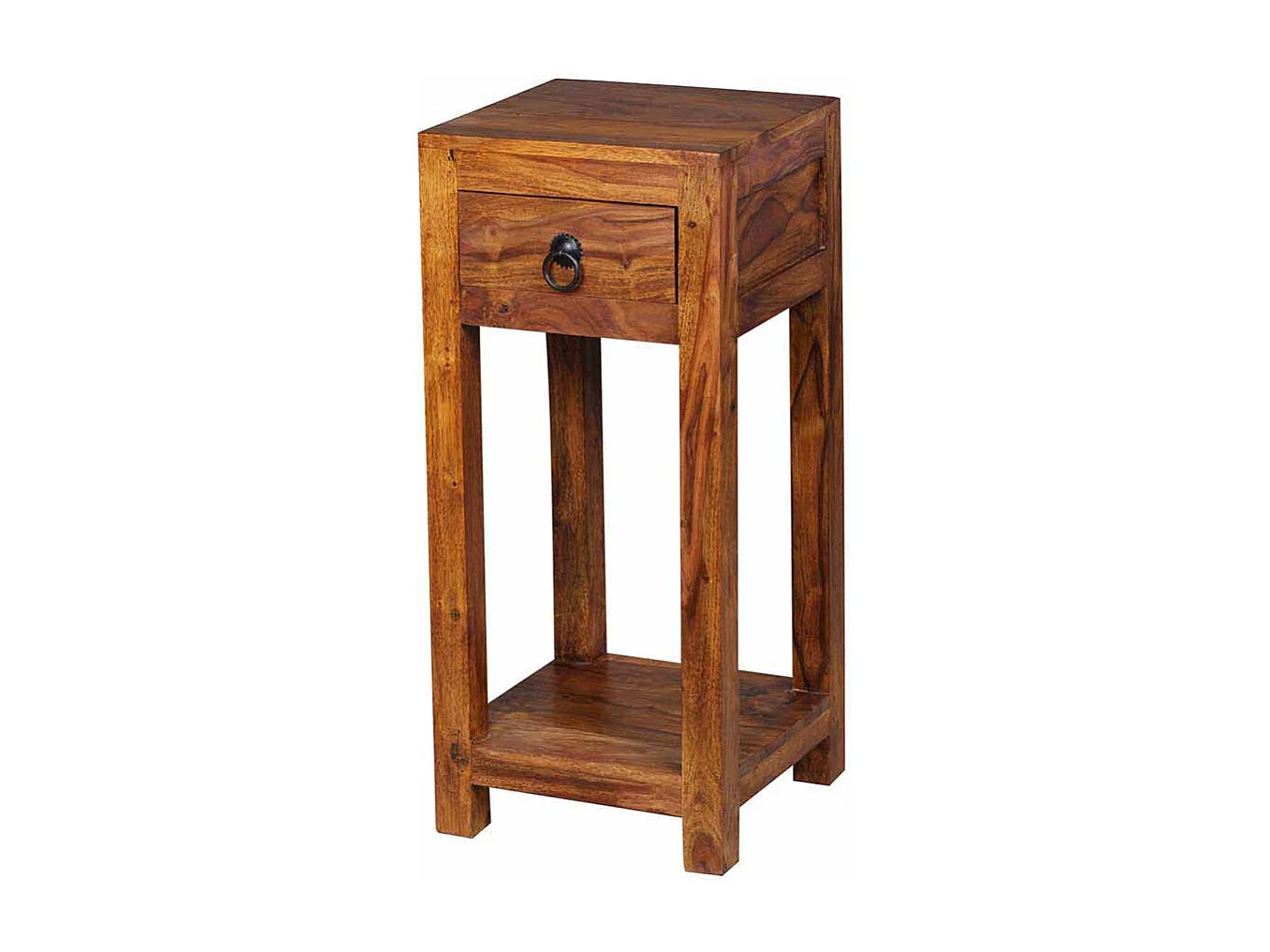 Pflanzensäule aus Sheesham Massivholz Schublade