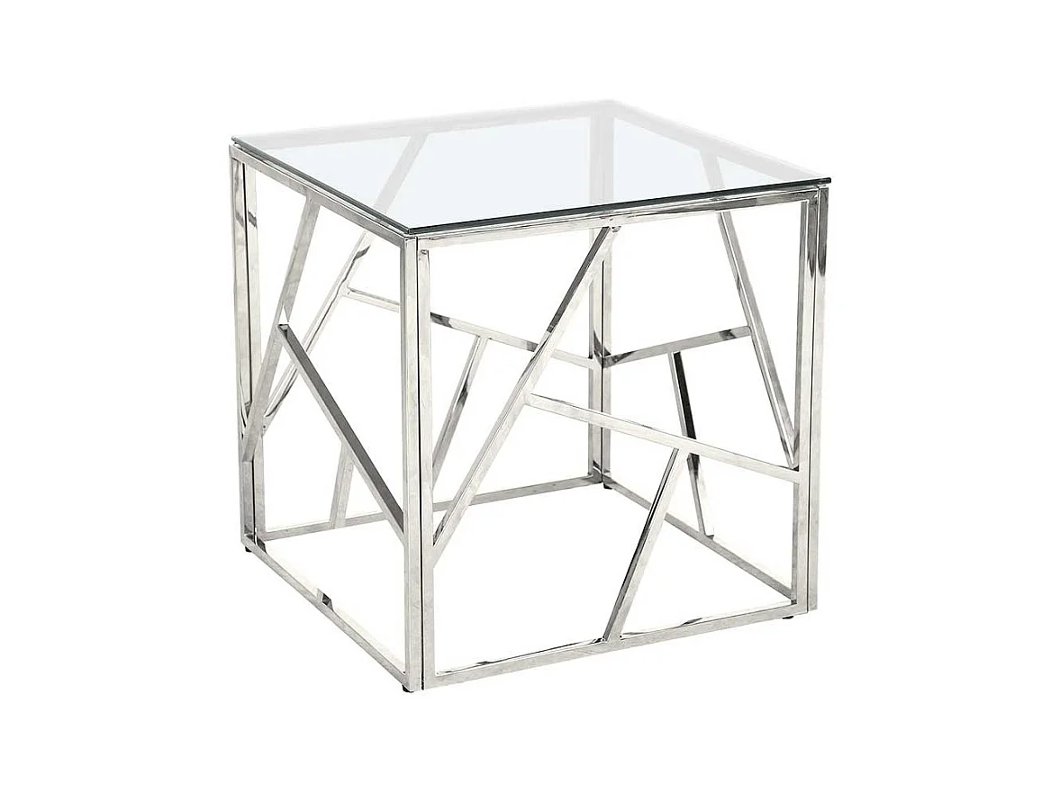 Kleiner Wohnzimmertisch aus Glas und Metall quadratischer Tischplatte