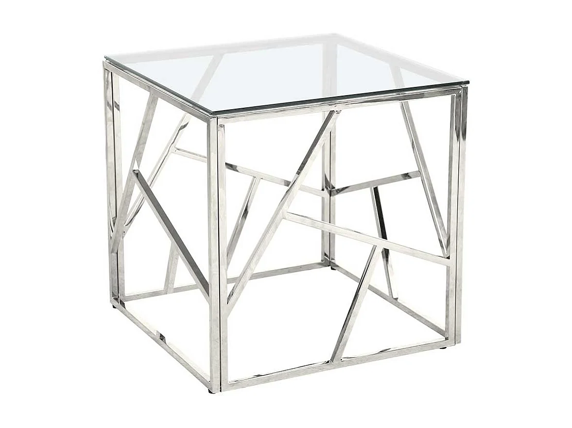 Kleiner Wohnzimmertisch aus Glas und Metall quadratischer Tischplatte