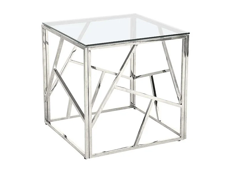 Kleiner Wohnzimmertisch aus Glas und Metall quadratischer Tischplatte