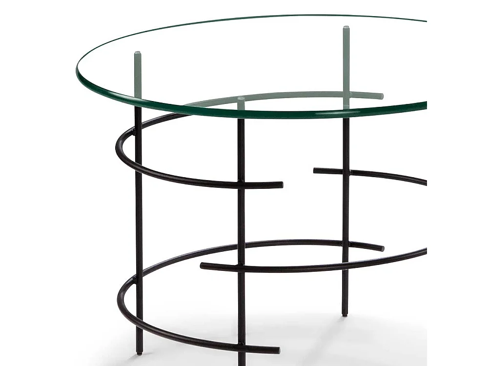 Runder Sofatisch mit Klarglasplatte Metall