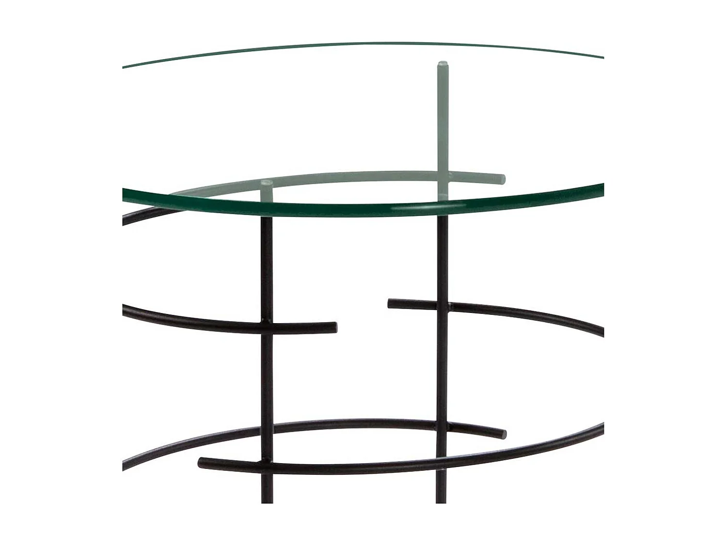 Runder Sofatisch mit Klarglasplatte Metall