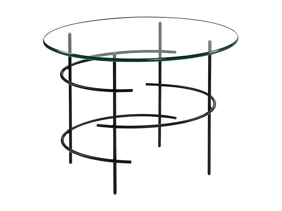 Runder Sofatisch mit Klarglasplatte Metall