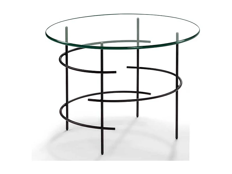 Runder Sofatisch mit Klarglasplatte Metall