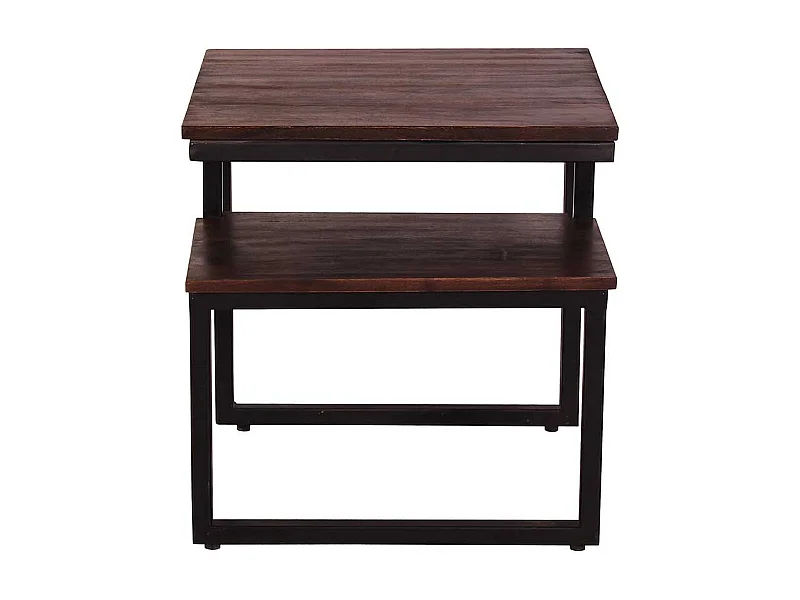 Recyclingholz Wohnzimmertisch aus Metall und Teak Bügelgestell