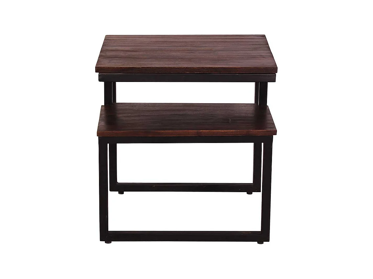 Recyclingholz Wohnzimmertisch aus Metall und Teak Bügelgestell