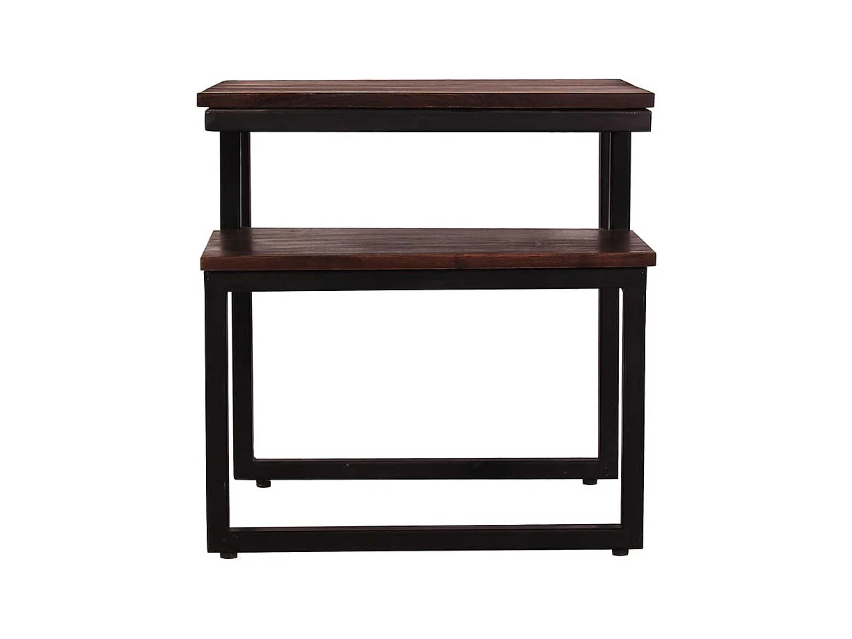 Recyclingholz Wohnzimmertisch aus Metall und Teak Bügelgestell