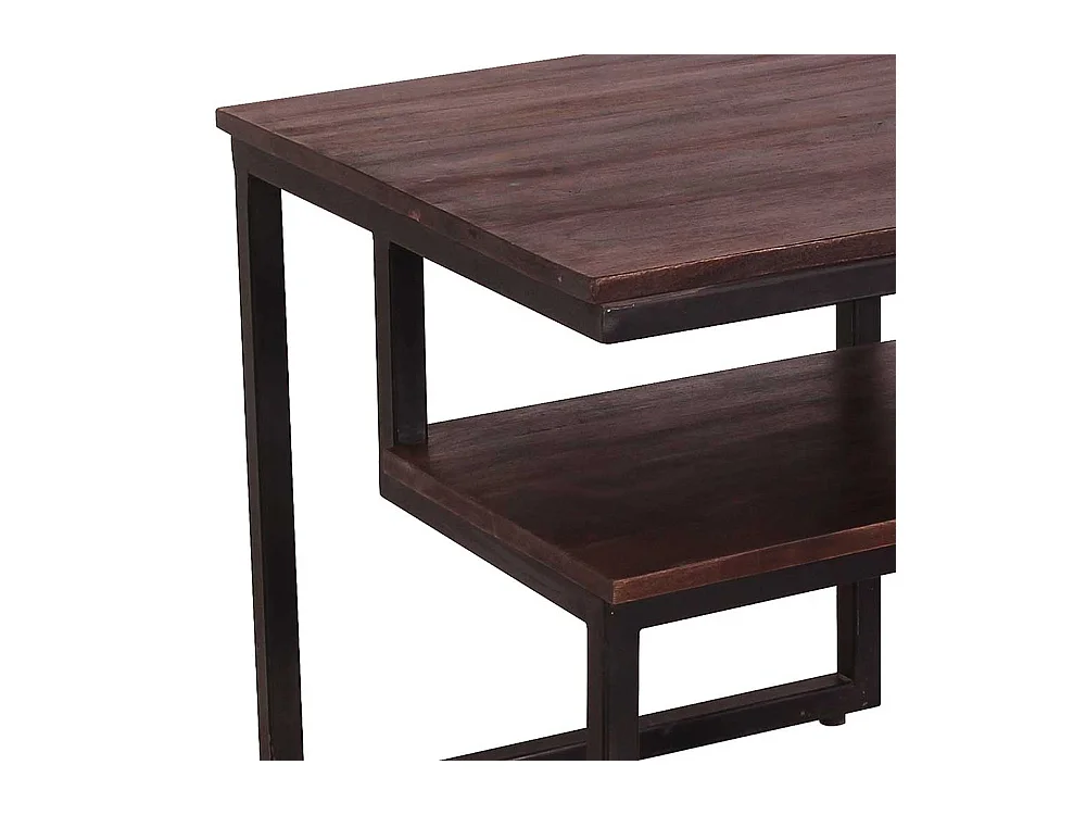 Recyclingholz Wohnzimmertisch aus Metall und Teak Bügelgestell