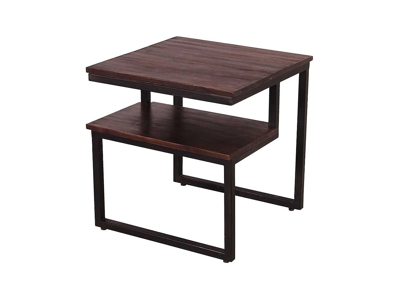 Recyclingholz Wohnzimmertisch aus Metall und Teak Bügelgestell