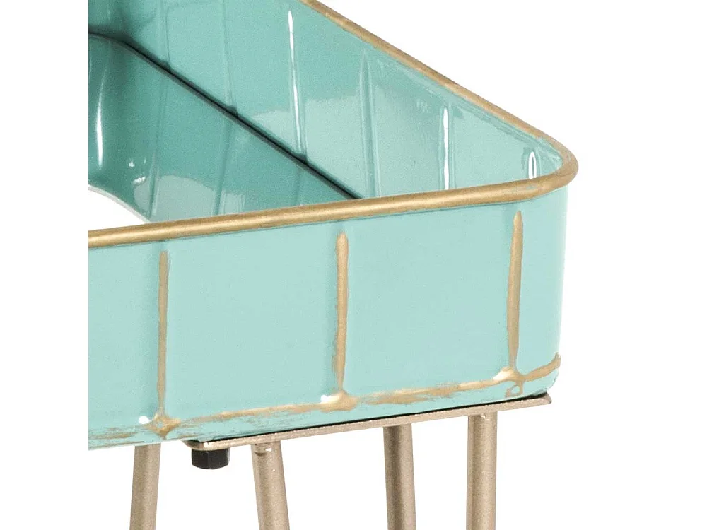 Designtisch in Türkis und Bronzefarben Spiegelglas Platte