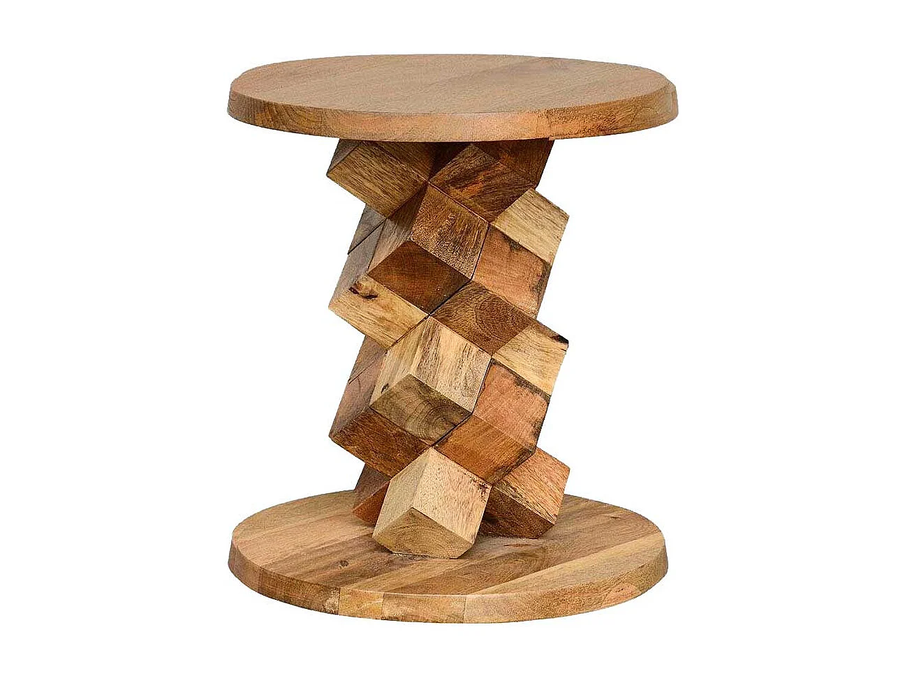 Runder Designtisch im rustikalen Landhausstil Mangobaum Massivholz