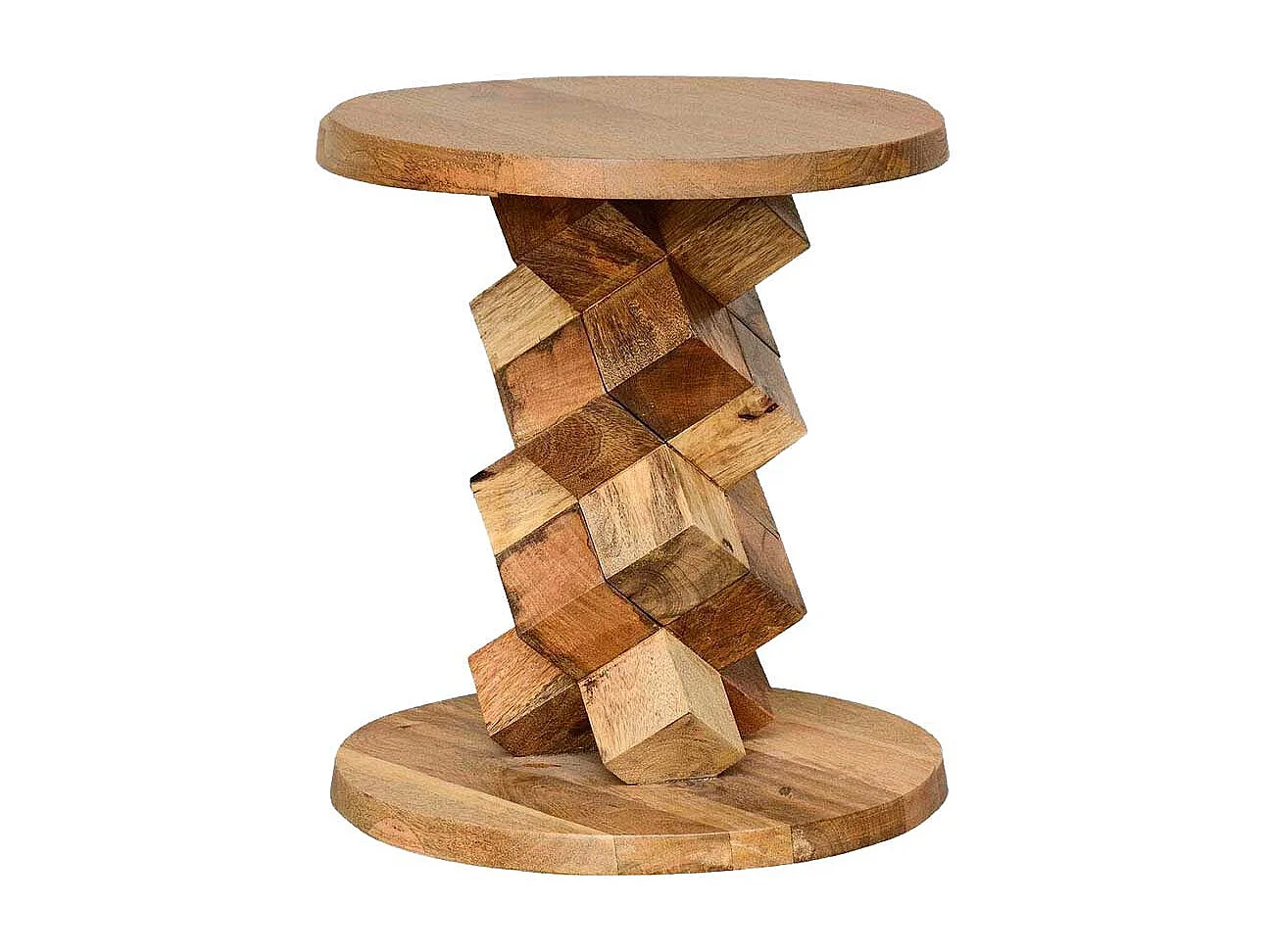 Runder Designtisch im rustikalen Landhausstil Mangobaum Massivholz