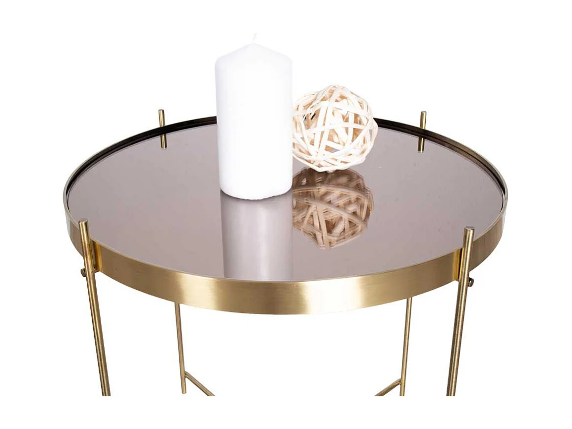 Glastisch in Messingfarben rund