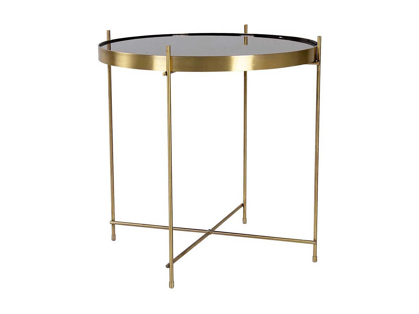 Glastisch in Messingfarben rund