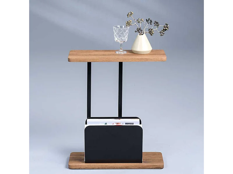 Telefontisch in Eichefarben und Schwarz 50 cm breit