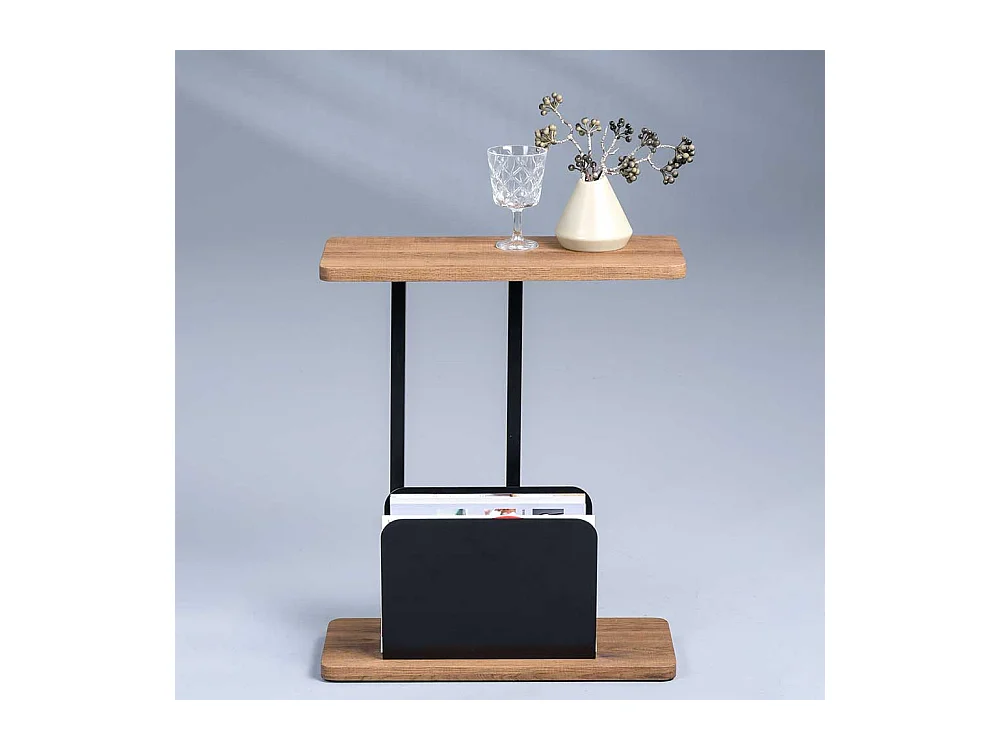 Telefontisch in Eichefarben und Schwarz 50 cm breit